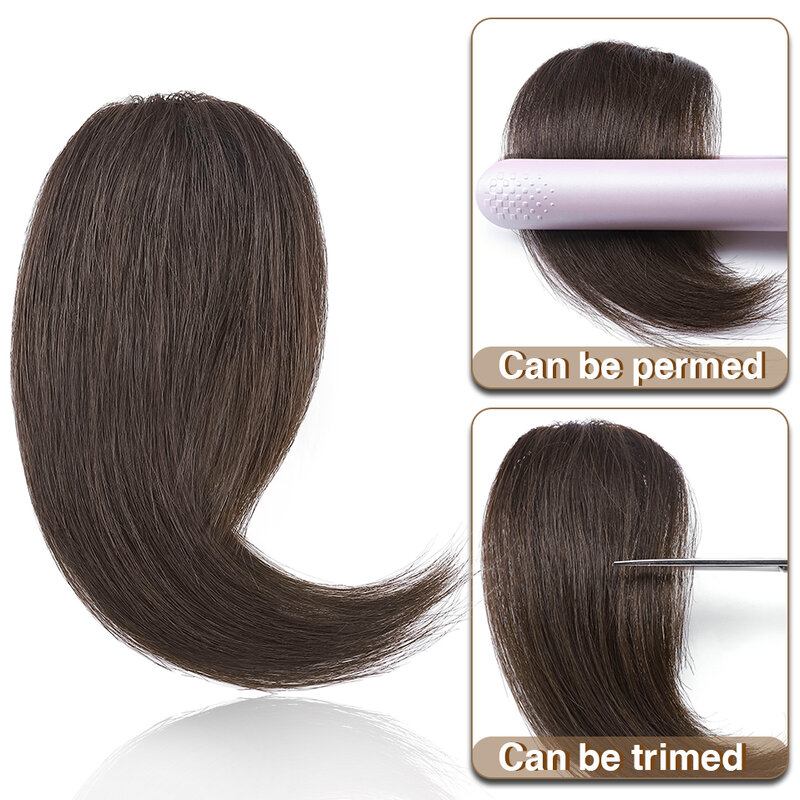 S-noilite franja de cabelo humano, 2 peças, cabelo natural esquerdo, direito, 16g, preto, prendedor de cabelo