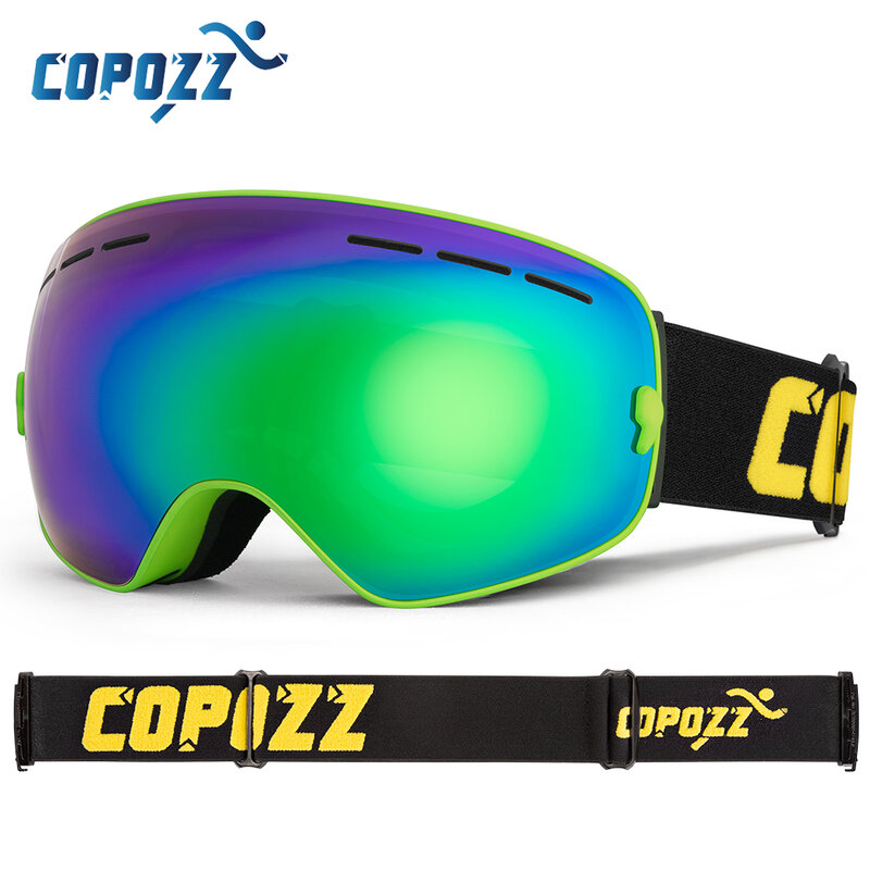 COPOZZ 브랜드 전문 스키 고글 더블 레이어 렌즈 김서림 방지 UV400, 대형 스키 안경, 스키 스노보드, 남성 여성 스노우 고글