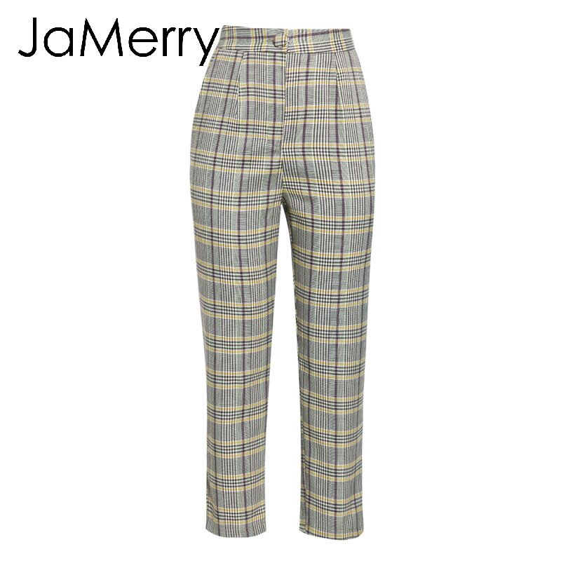JaMerry, винтажный клетчатый двубортный женский Блейзер, костюм, набор, длинный рукав, для офиса, леди, брючный костюм, Повседневный, уличная оде...