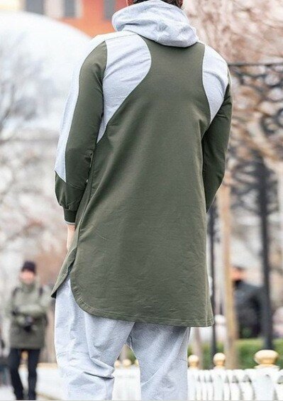 Homem com capuz muçulmano jubba thobe retalhos roupas islâmicas manga longa dubai kaftan masculino arábia saudita camisa plus size 3xl 4xl