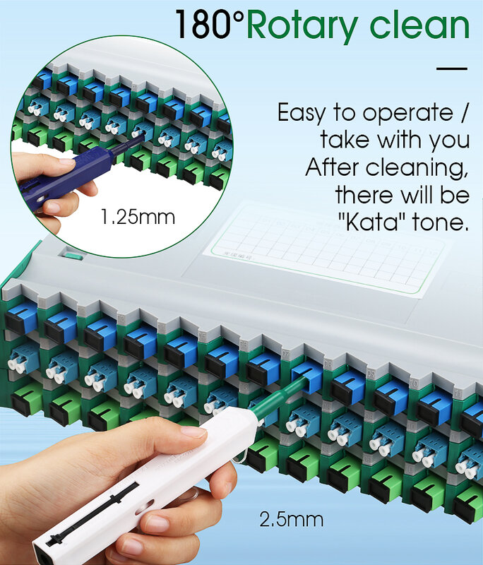 원 클릭 광섬유 클리너 펜 커넥터 어댑터 및 페룰 800 번 청소, LC SC FC ST, 1.25mm, 2.5mm, 5 개