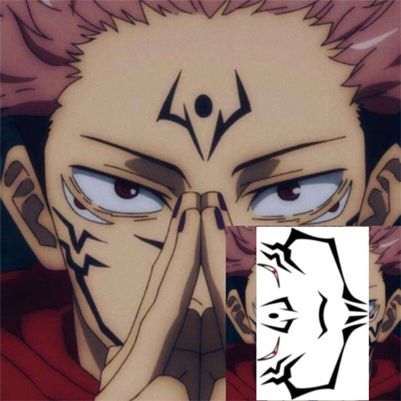 Jujutsu Kaisen Anime Etiqueta impermeável do tatuagem, Acessórios Cosplay Prop, Ryomen Sukuna Inumaki Toge