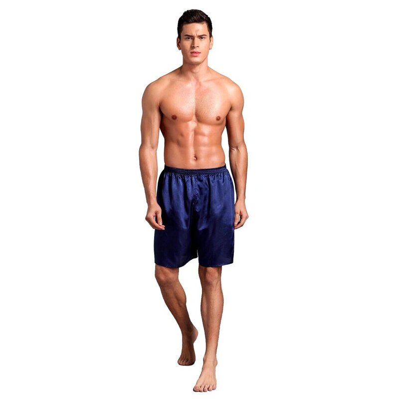 Summer New Men's Solid Satin Pajamas Pyjamas Pants Male Casual Lounge Short Pants Loose Soft Sleep Bottoms Size L XL 2XLTBG0612