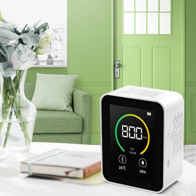 Rumah Monitor Kualitas Udara Dalam Ruangan Lcd Digital Co2 Detektor Real Time Monitoring Air Quality Meter Suhu Kelembaban Tester