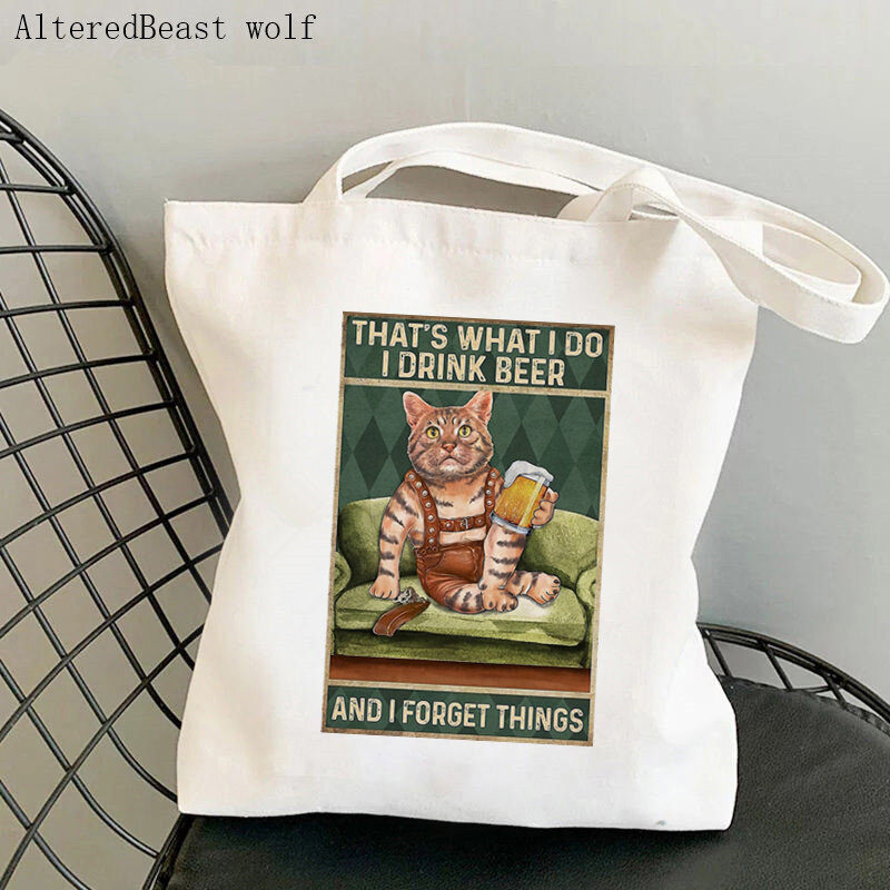 女性のショッパーバッグ猫虎猫ポルカプリントかわいいバッグ原宿ショッピングキャンバスショッパートートハンドバッグトートショルダー女性のバッグ
