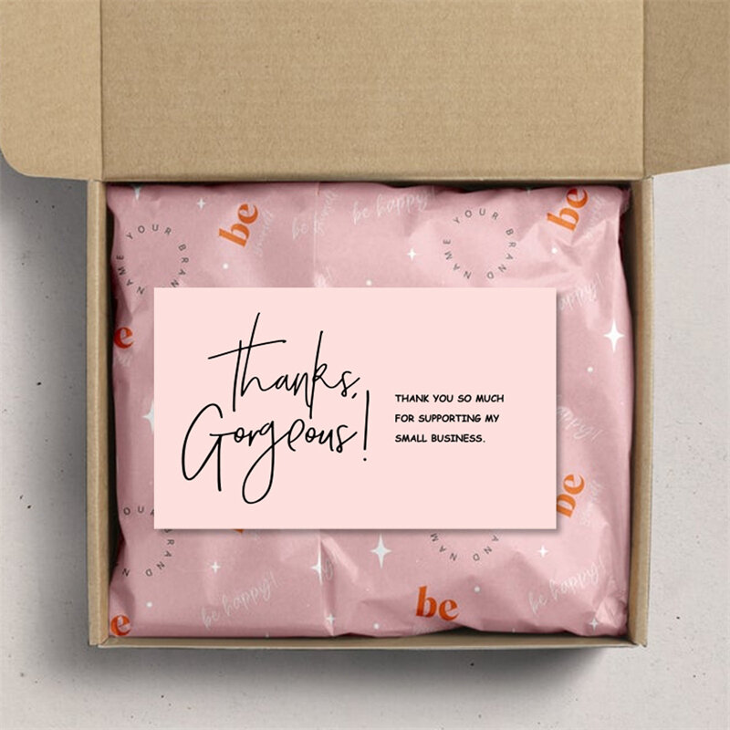 30 pçs/saco obrigado rosa você cartão para apoiar a decoração do pacote de negócios "obrigado lindo" cartão de visita feito à mão com amor