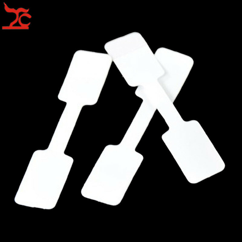 50Pcs/100Pcs Draagbare Blanco Papier Sieraden Tag Wit Dumbell Tag Rectangle Self-Sticker Label Tool Ring sieraden Tags Groothandel