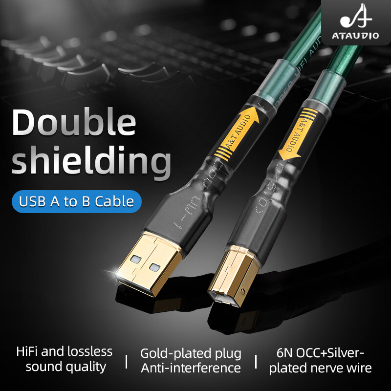 Cable Usb Hifi Chapado en plata, alta calidad, 6N, OCC, A-B, tipo DAC, decodificación de datos, cable USB