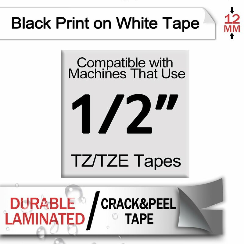 Fimax Multicolors Compatible for Brother Tze231 tze tape tze231 TZ231 Tze-231 12mm printer ribbon P-touch Label Maker PTD-210