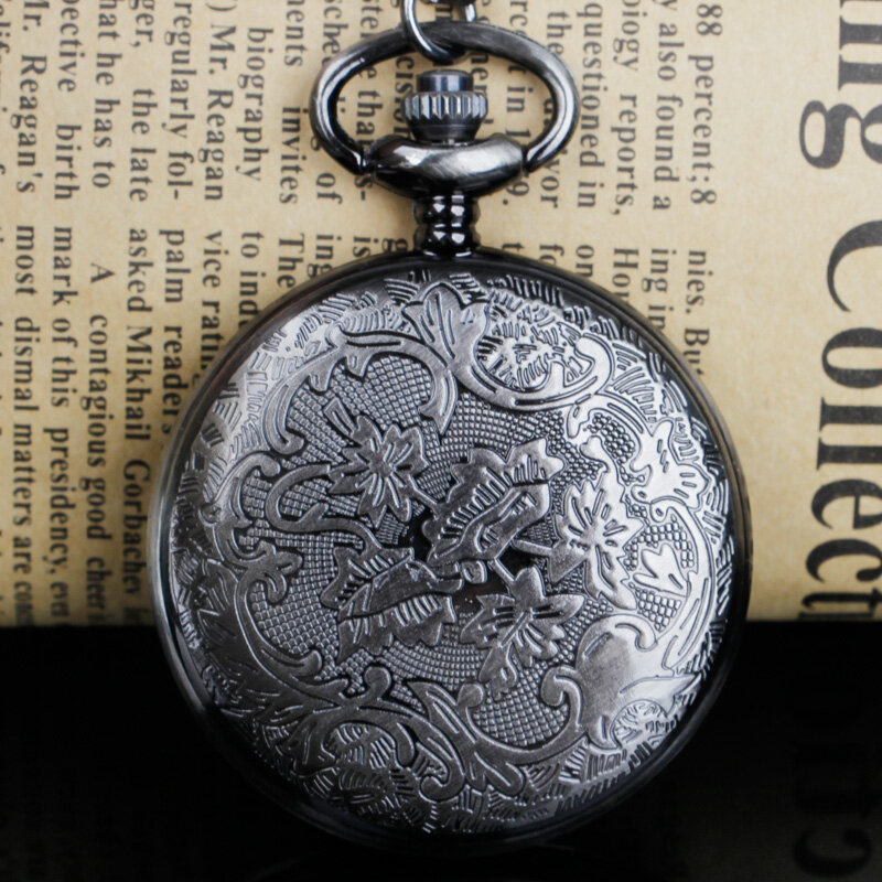 정교한 쿼츠 포켓 시계, 할로우 박쥐 디자인 펜던트 목걸이 시계, 소년 소녀용 귀여운 시계