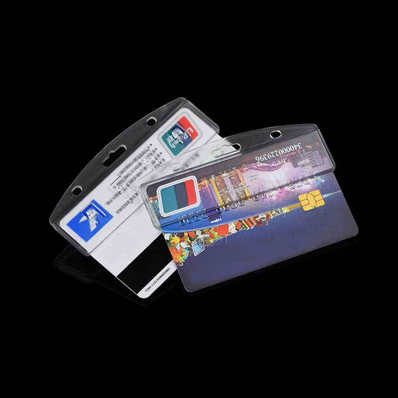 1pc Horizontal Half Card Clip Type Name Badge Holder for Swipe Pass Work Card Accessories Cover Case ID Tag Badge Clip Holder