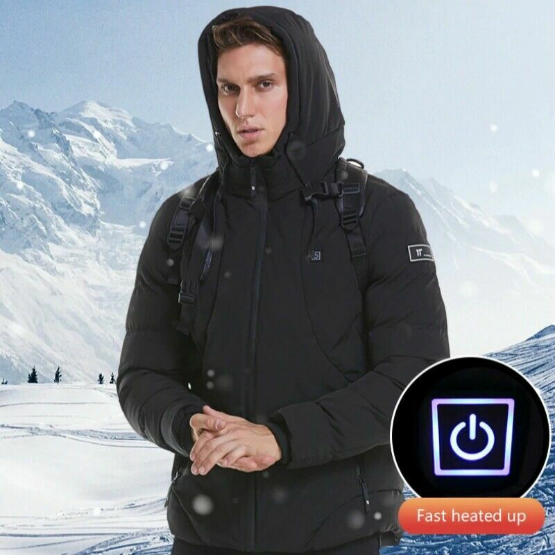 Chaqueta con capucha eléctrica USB para hombre, abrigo térmico recargable, Parka de invierno, ropa de esquí de gran tamaño, 6XL