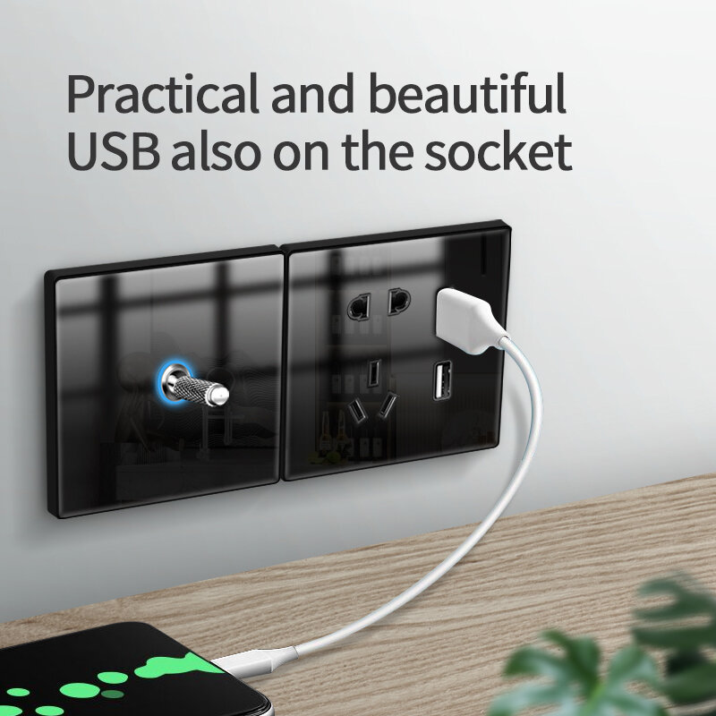 KAMANNI-강화 유리 토글 스위치 소켓, LED 아이리스 가정용 USB 소켓, 이중 제어 벽 조명, 스위치 패널