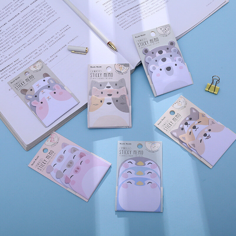 Kawaii動物パーティー3層付箋メモ帳リストプランナーステッカーメモ帳かわいいオフィス装飾文房具韓国