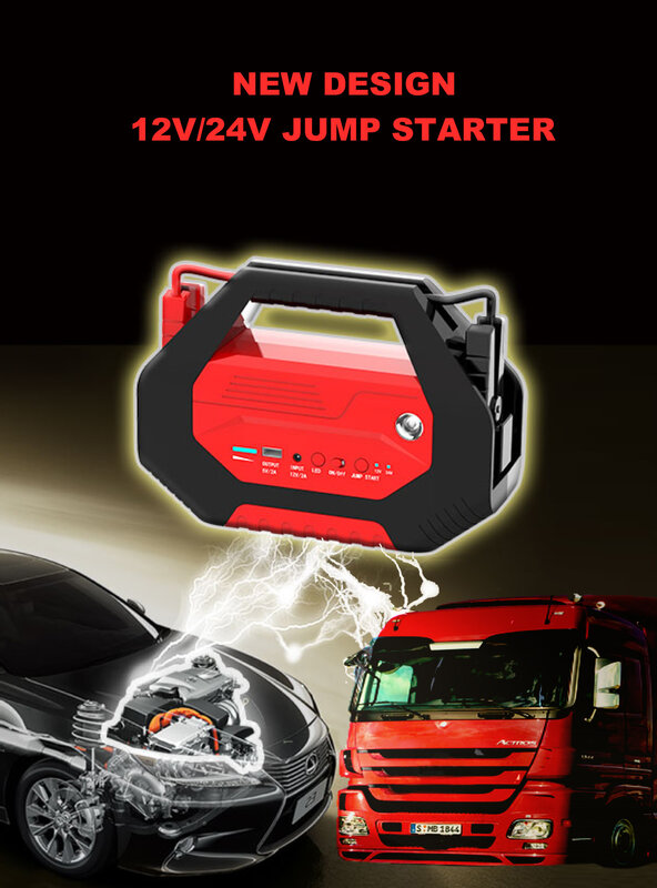 Portable heavy duty big high power car Emergency Accessories Car Jump Starter 12V 24V 1000Amp for trucks bus