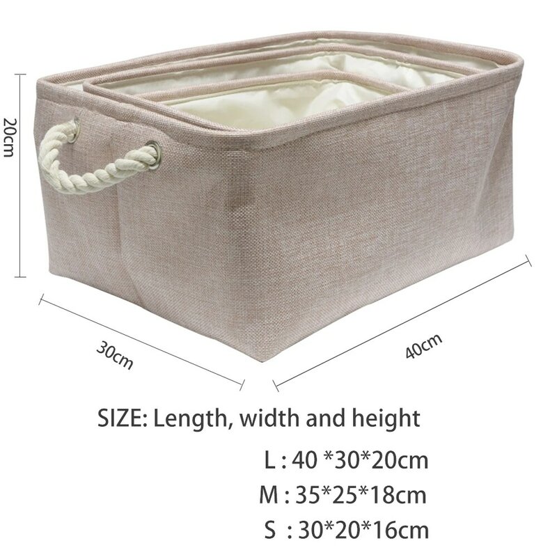Mir de Rangement Rectangulaire en Tissu de Lin, Boîte Pliante pour Sous-Vêtements, Jouets pour Enfants, Organisation de la Maison