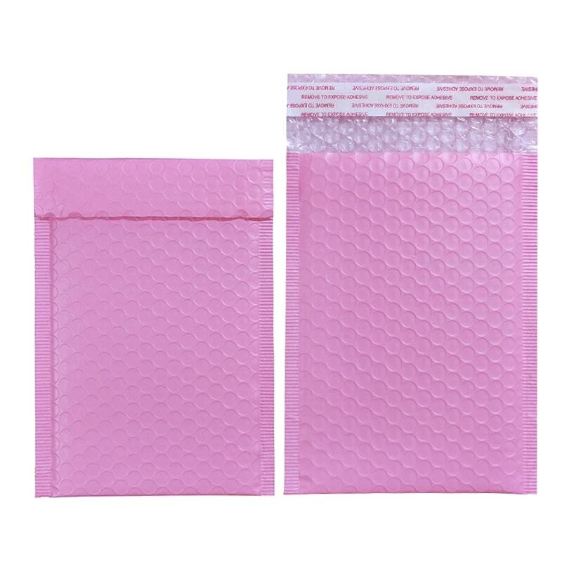 Envelopes com plástico bolha para envio postal, cores rosa claro, 17 tamanhos, 10 peças, auto-vedação