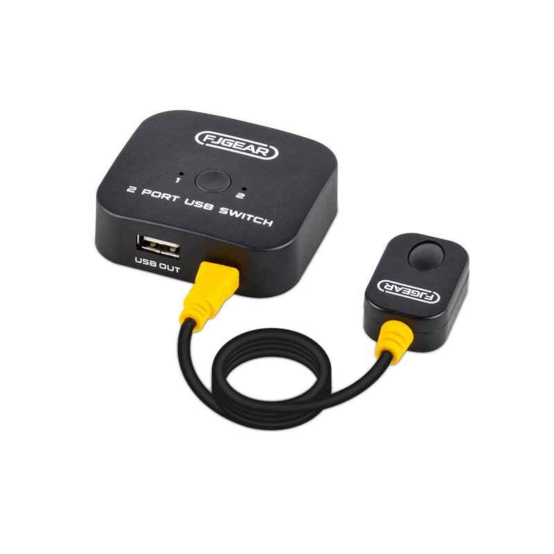 USB Sharing Switch para Impressora, Teclado e Mouse Sharing, Preto, 2 Portas, Plug and Play