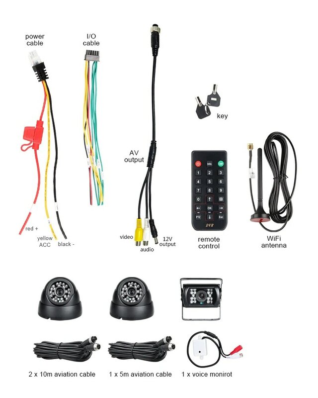 Disco Duro HDD con Wifi para coche, grabador Dvr móvil de 4 canales, vídeo trasero, Vista Remota de E/S + visión nocturna, cámara roja con infrarrojos x3, envío gratis