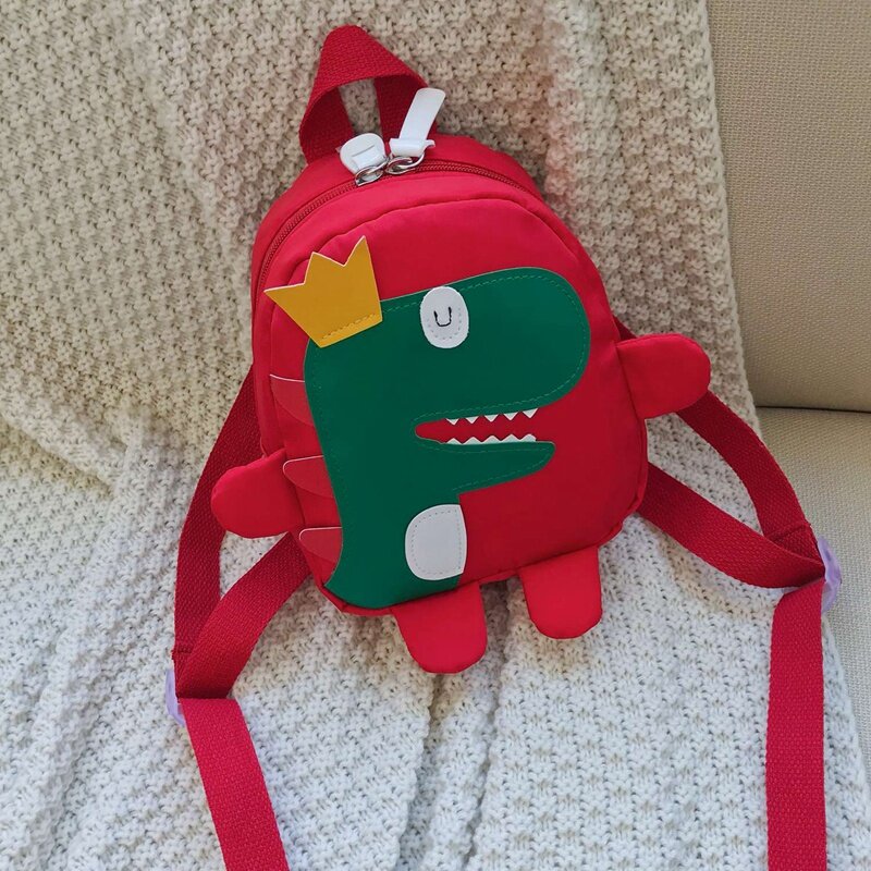 Minicabolsa escolar para niños y niñas, bonita mochila escolar de dinosaurio de dibujos animados en 3D, color rojo y azul, 2 unidades