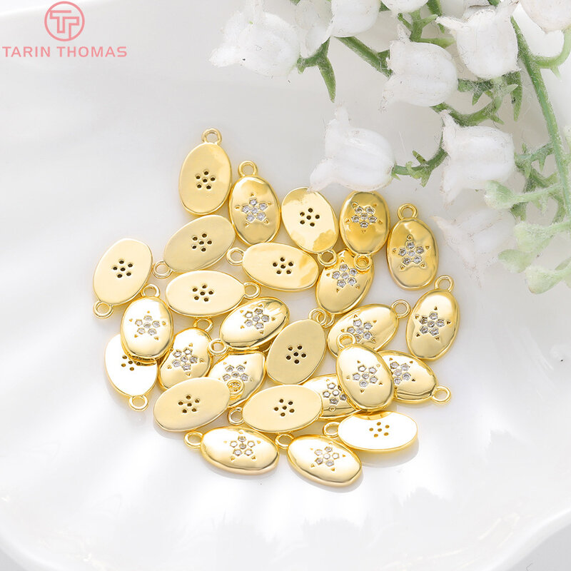 (774)6PCS 12x14MM 6x16MM 24K Gold Color Plated Brass with Zircon Star Charms Pendants High Quality Diy Jewelry Accessories