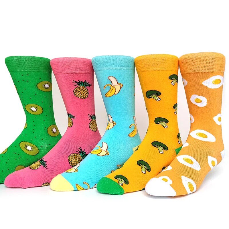 Chaussettes de dessin animé pour hommes, Streetwear en coton, Étagère, Abeille, Mode décontractée, Classique, Nouveau design, Heureux, Drôle, Équipe, Paquet de 5 paires