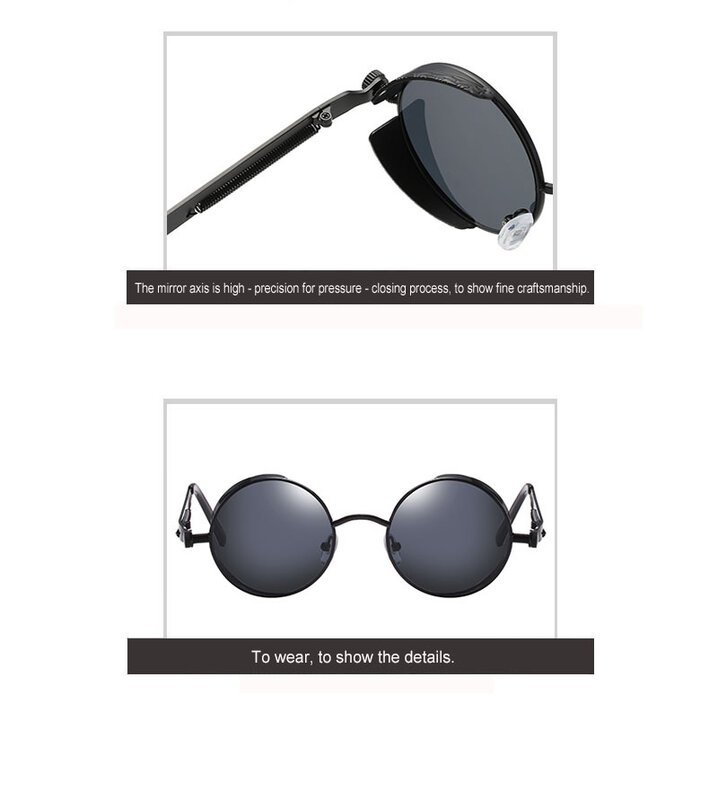 Gafas de sol clásicas góticas Steampunk para hombres y mujeres, diseñador de marca redondas Vintage de gafas de sol, gafas de conducción de moda, UV400