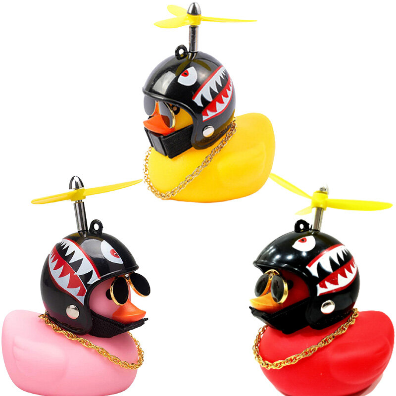 Bicycle Small Yellow Duck Propeller Helmet Standing Duck Broken Wind Ducky Decoration Bike Motorcycle Cycling Bicycle Ornaments
