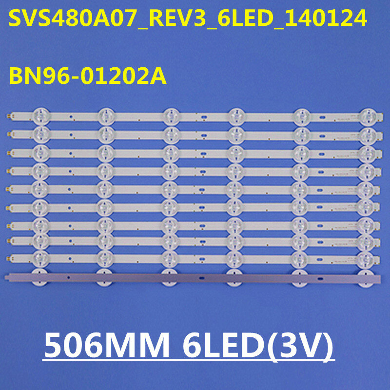 10 pièces/Kit 505mm LED Rétro-Éclairage Bande 6 lampes SVS480A07-REV3-6LED-140124 Pour LED-48B800N 48PFS6909 48PFS6959 48PFK6949/12LTA480HW03
