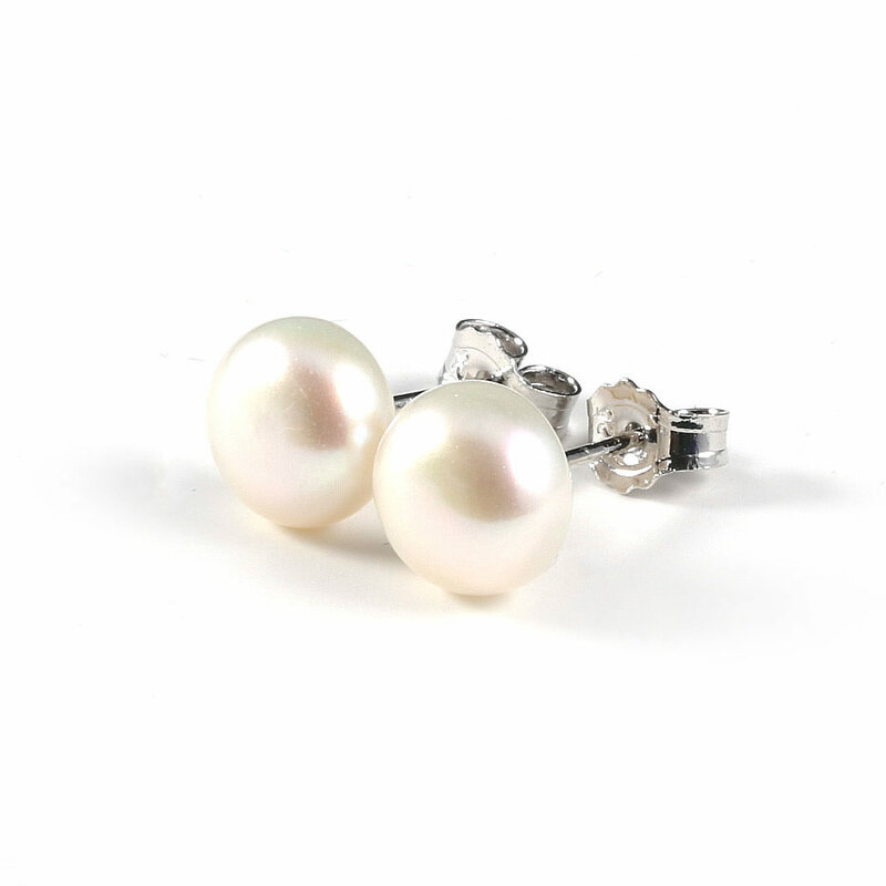 Genuine Freshwater Pearl Stud Earrings para Mulheres, 100% Natural Pérolas Brinco, Presentes de Jóias Requintados, 4 cores, Atacado