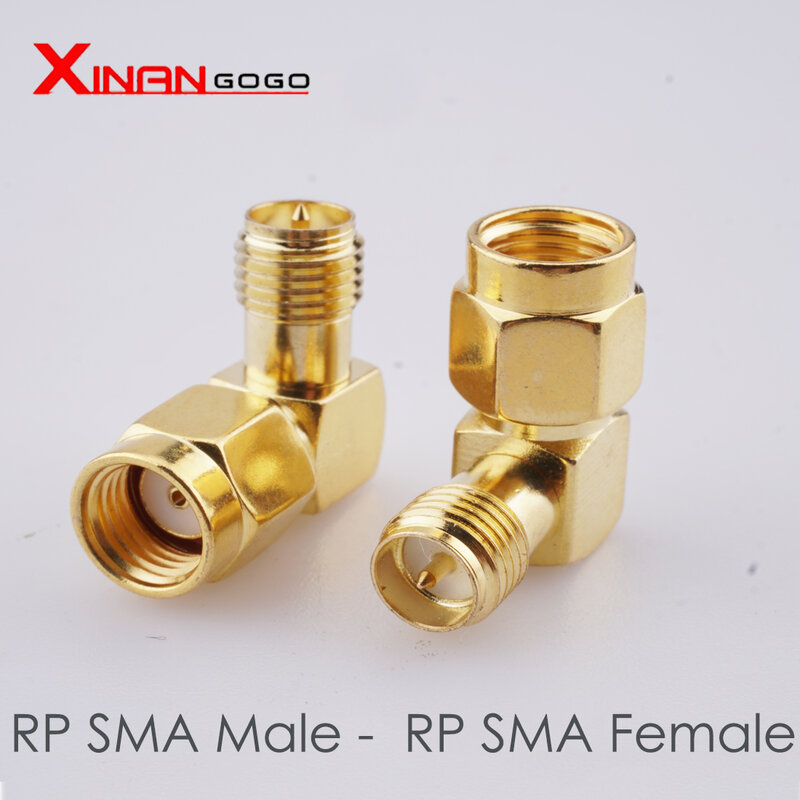 1PCS RF Adapter SMA Male to SMA Female Right angle 90 Degree Gold-Plated RP SMA Male to SMA Coaxail Connector Ja