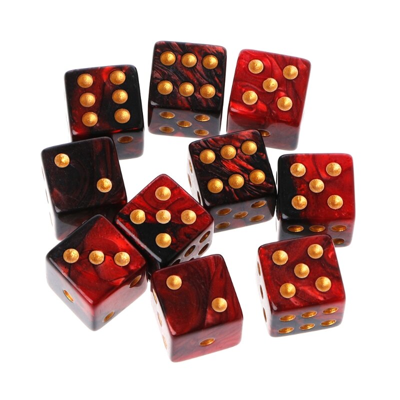 Cuentas de cubo de acrílico Multicolor, seis lados portátil de juego de mesa, 15mm, 10 Uds.