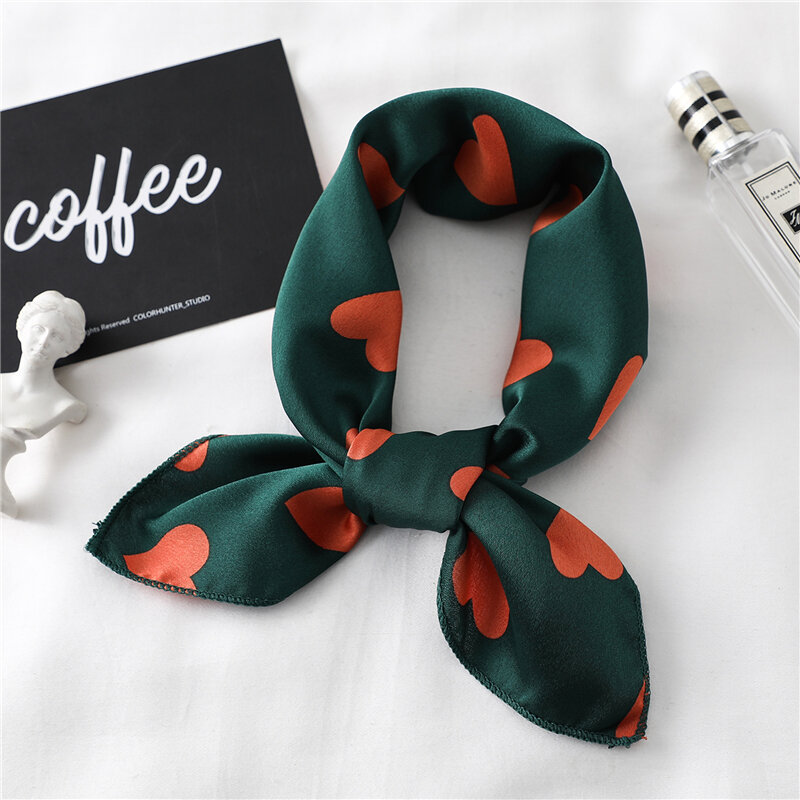 Женский шелковый шарф для волос, маленькие квадратные шейные палантины, 2022, дизайнерский платок с принтом, женские головные шарфы, бандана, платок, узкий галстук