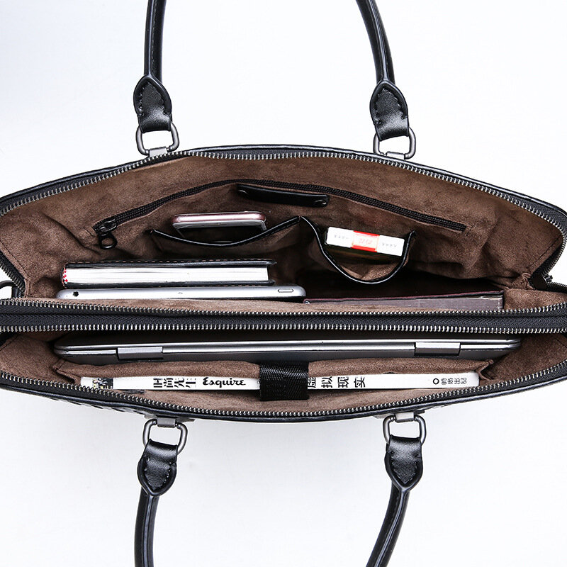 Men's Briefcase Business New Fashion Travel Bag Woven Male Handbag Casual Shoulder Cross body Bag Laptop Messenger Bag for Man