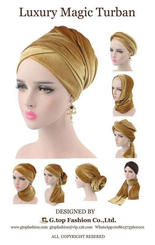 ไข่มุกลูกปัด Headscarf สำหรับผู้หญิงกำมะหยี่นุ่ม Turban หมวกพร้อม Hijab ผ้าพันคอ Mulim หัว Wraps แอฟริกันหมวก