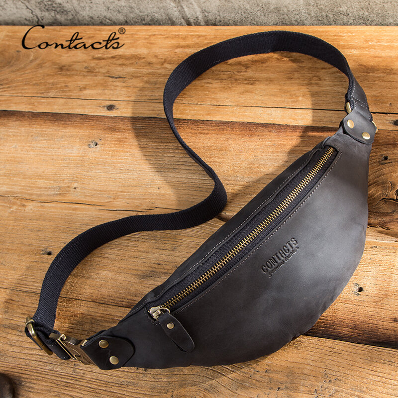 CONTACT'S – sac banane de voyage en cuir pour homme, sacoche de ceinture, sac de poitrine multifonction, 100%