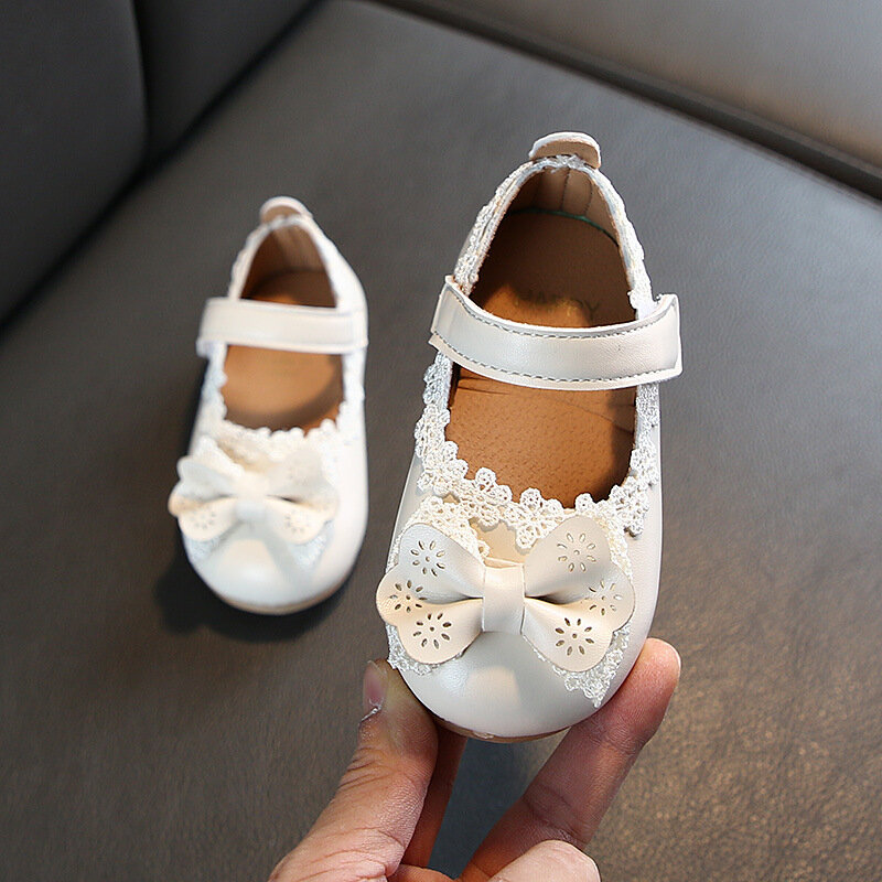Wiosna nowe buty dziecięce dziewczęce buty dziecięce małe skórzane buty koreański łuk księżniczka buty dziecięce