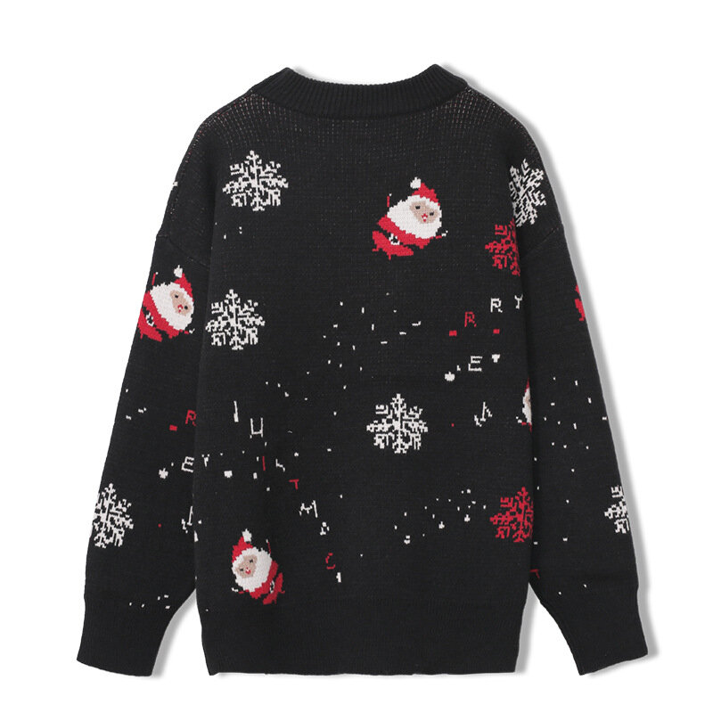 Suéter de punto para mujer, Jersey de punto de gran tamaño con cuello redondo, ropa informal cálida y gruesa para mujer, Top de Navidad C-304