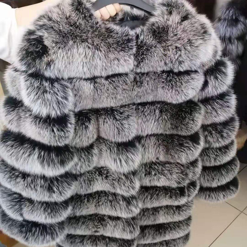 Casaco de pele de raposa real, letras compridas e curtas, casaco de couro e grama de raposa natural, moda de inverno 100%