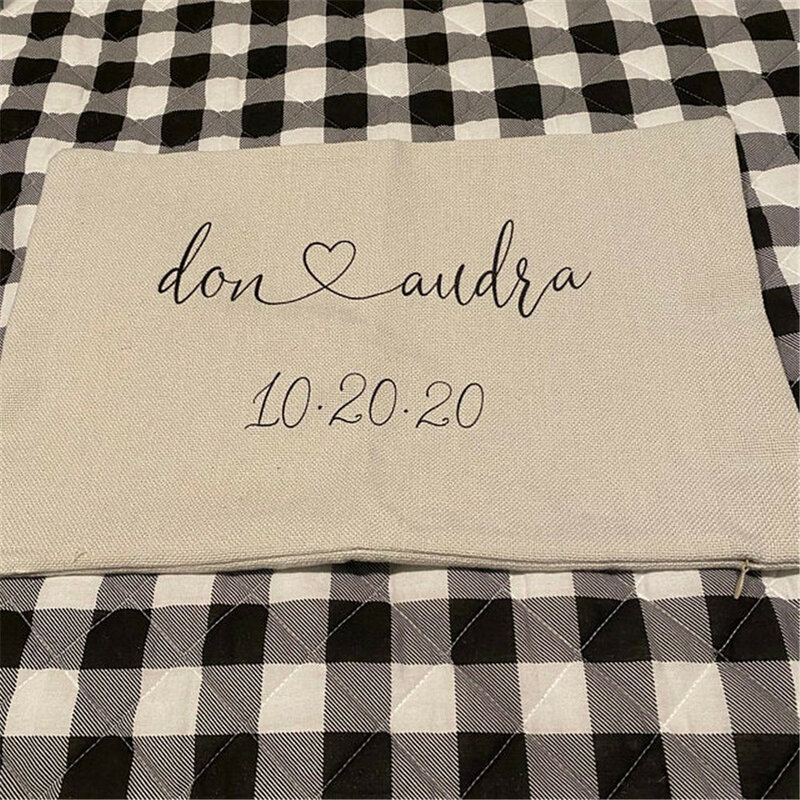 Personalized Wedding Gifts Pillow Cover - Throw Pillow Cover Couples Name Gift & Established Date Custom Pillow Party Gifts