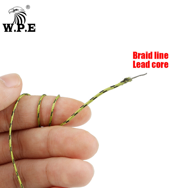 W.P.E 1pack/3pcs Carp Fishing Leader Line 35LB/45LB Braided Lead Core Hair Rig Chod Hybrid Lead ClipCarp Fish Line Fish Tackle