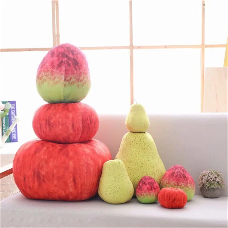 Simulação de frutas travesseiro de pelúcia brinquedo pêssego maçã pêra recheado boneca crianças presente aniversário menino e menina travesseiros