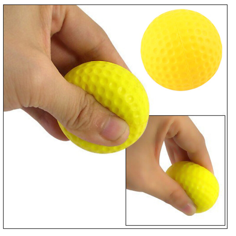 Promoção 20 peças de bolas de golfe em espuma pu, esponja amarela, elástica, uso interno e externo, treinamento de prática