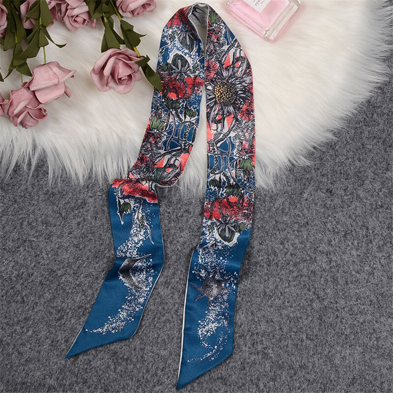 Sciarpa albero della vita donna borsa Skinny sciarpe 2023 nuovo Design sciarpa di seta di marca di lusso per le signore Foulard asciugamano da polso fazzoletto da collo