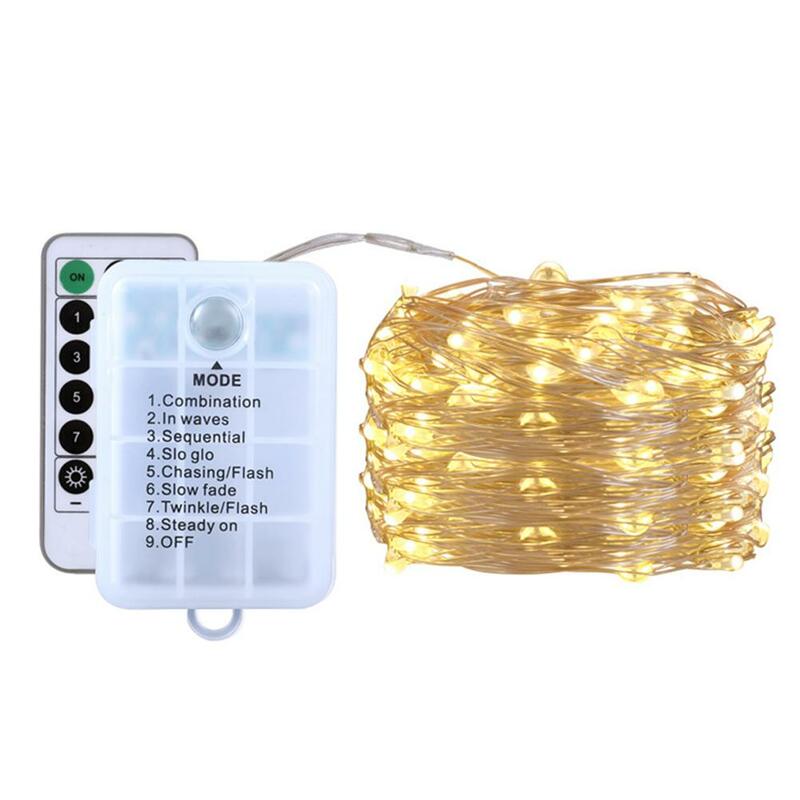 Christmas Light String With Remote Control 100LED Decoration Copper Light #W0
