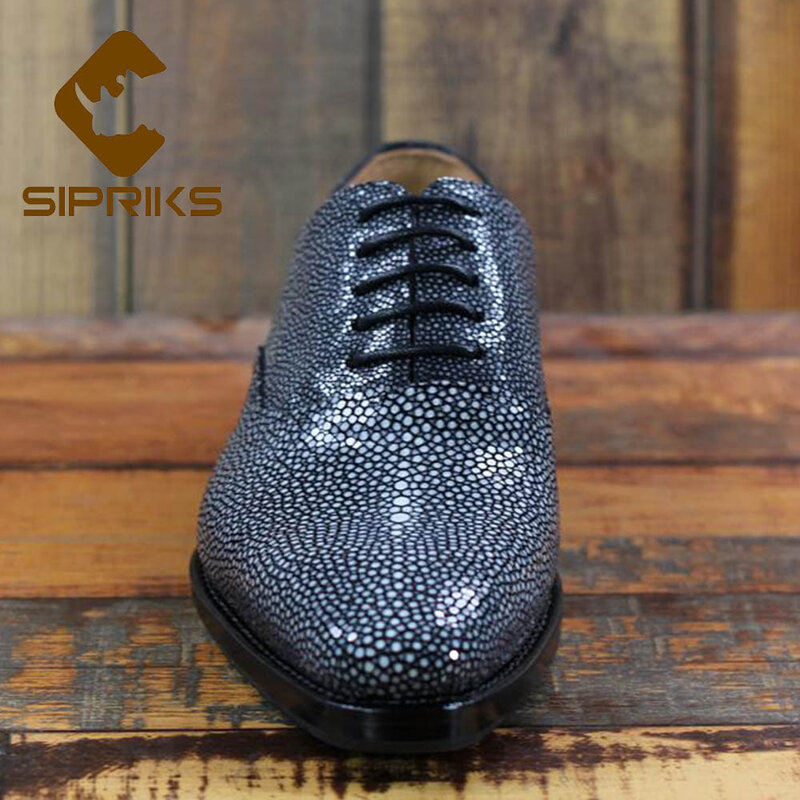 Sipriks-vestido de piel de Stingray para hombre, marca de lujo, costura personalizada, zapatos con ribete, traje Formal para oficina de negocios, esmoquin