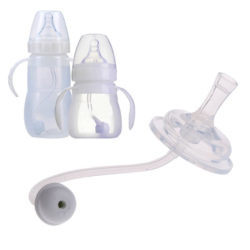 Garrafa de bebê palha substituição larga boca calibre silicone alimentação acessórios