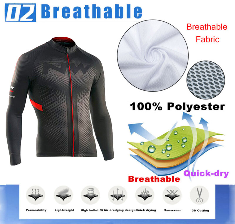 Nw pro conjunto camisa de ciclismo manga longa respirável mtb bicicleta roupas wear ciclismo ropa maillot