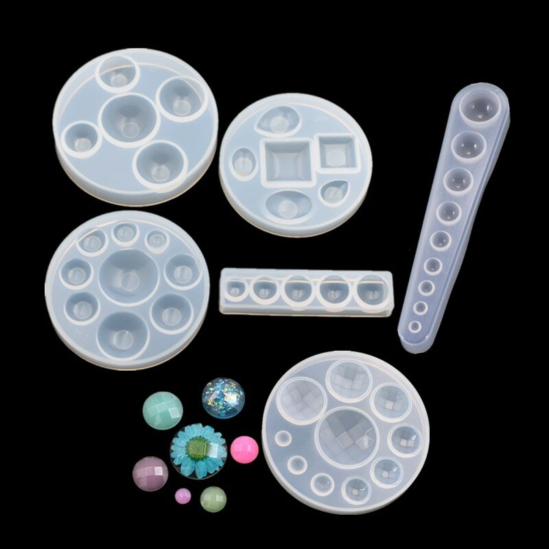 SNASAN-Molde de silicona para fabricación de joyas, herramienta de resina epoxi hecha a mano, colgante de cabujón Oblato de Media bola