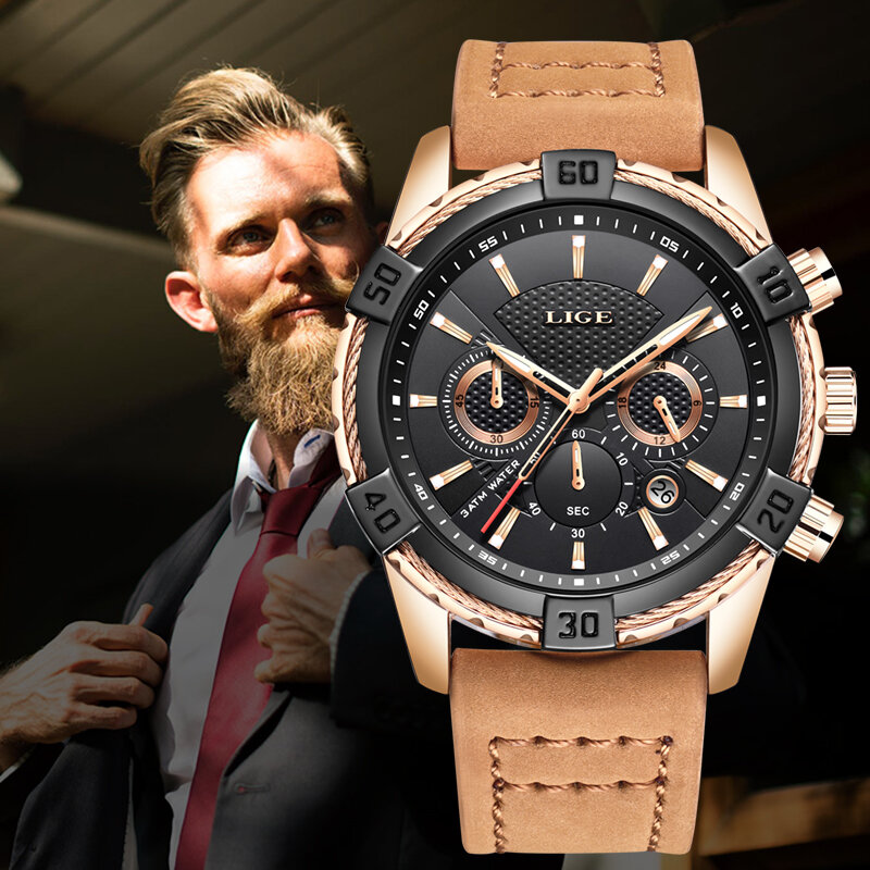 2020 Mode Creatieve Horloge Mannen Lederen Grote Wijzerplaat Heren Horloges Top Brand Luxe Mannelijke Waterdichte Sport Klok Relogio Masculino + doos